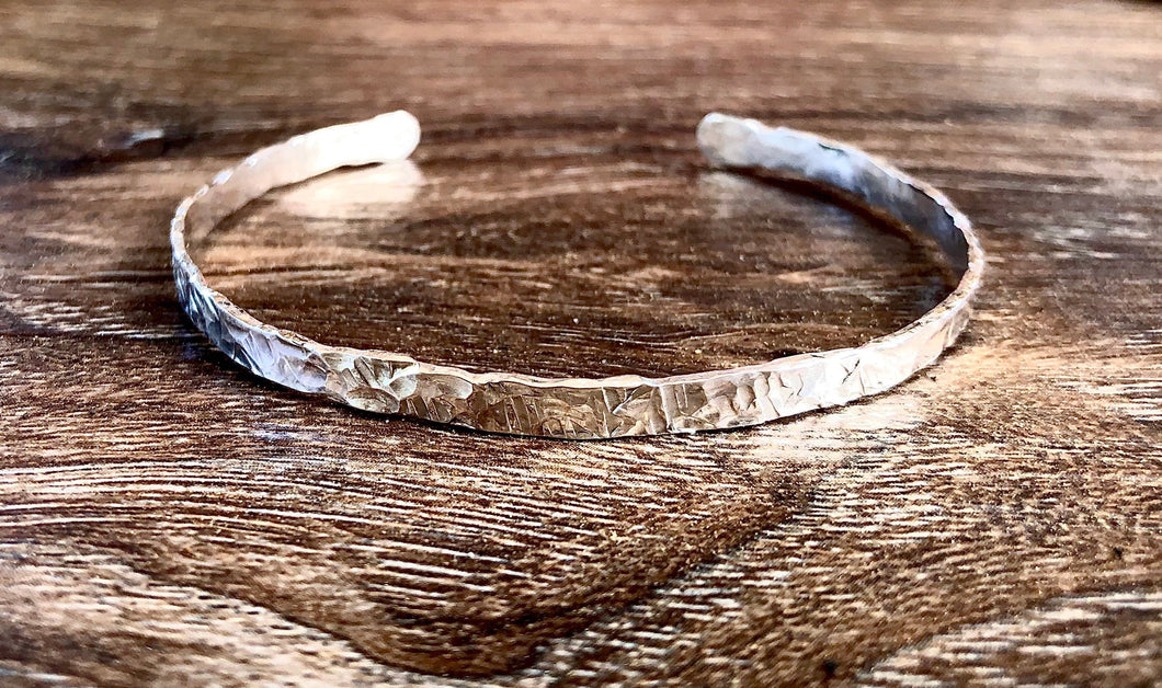 Wide Textured Sterling Silver Cuff Bracelet