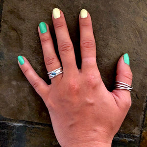 Natural Swiss Blue Topaz Ring Set