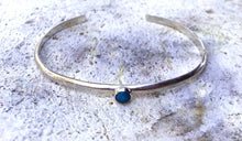 Load image into Gallery viewer, Custom Birthstone and Sterling Silver Cuff Bracelets - 3.1mm Wide
