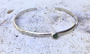 Custom Birthstone and Sterling Silver Cuff Bracelets - 3.1mm Wide