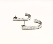 Load image into Gallery viewer, Textured Sterling Silver Open Hoop Stud Earrings
