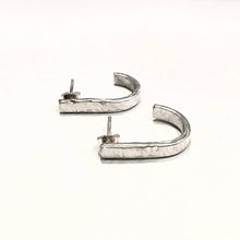 Load image into Gallery viewer, Sterling Silver Textured Open Hoop Earrings
