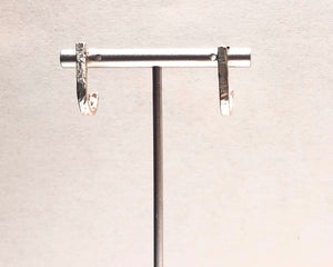 Textured Sterling Silver Open Hoop Stud Earrings