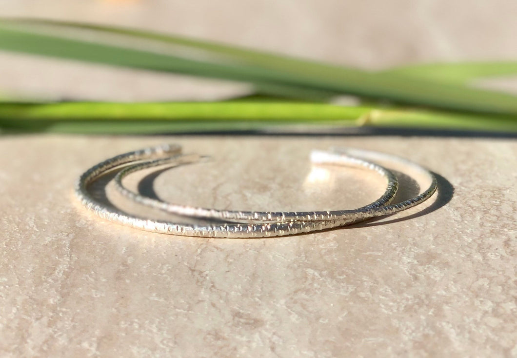 Textured Sterling Silver Bracelet Set