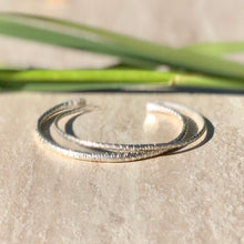 Load image into Gallery viewer, Solid Sterling Silver Cuff Textured Bracelet Set - 3.25mm and 2mm Round

