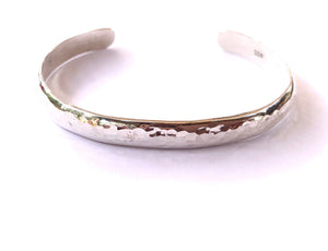 Sterling Silver Hammered Cuff Bracelet - 6mm Wide