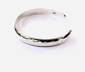 Sterling Silver Hammered Cuff Bracelet - 6mm Wide