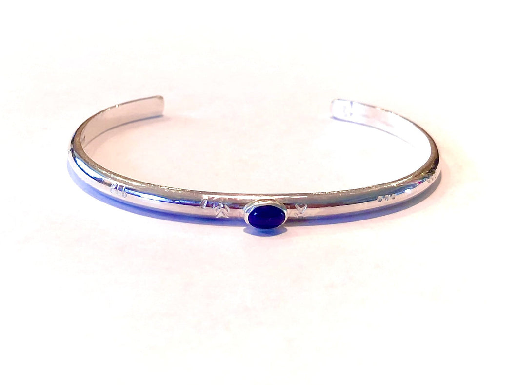 Personalized Lapis and Sterling Silver Bracelet - 6mm wide
