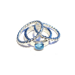 Natural Swiss Blue Topaz Ring Set