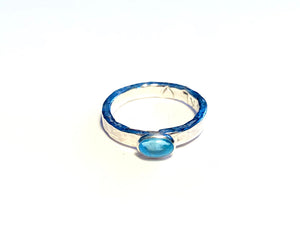 Natural Swiss Blue Topaz Ring Set