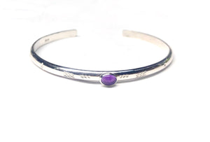 Genuine Amethyst Sterling Silver Cuff Bracelet
