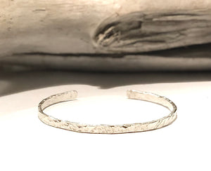 Sterling Silver Thick Hammered Cuff Bracelet - 4.4mm Wide
