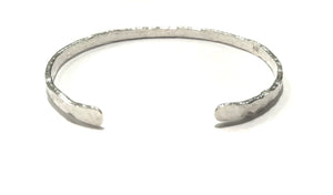 Sterling Silver Thick Hammered Cuff Bracelet - 4.4mm Wide