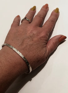 Sterling Silver Thick Hammered Cuff Bracelet - 4.4mm Wide