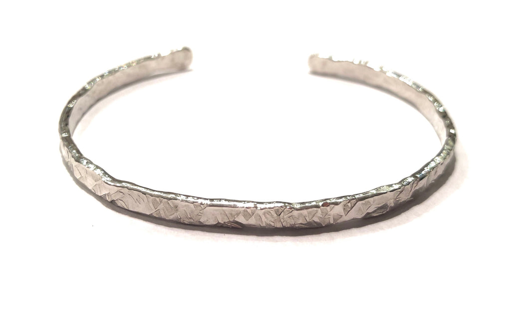 Sterling Silver Thick Hammered Cuff Bracelet - 4.4mm Wide
