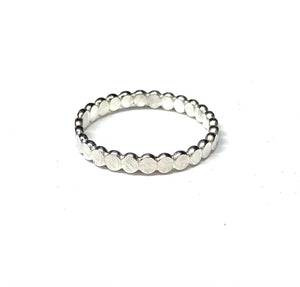 Sterling Silver Ring, Dainty Flat Bead