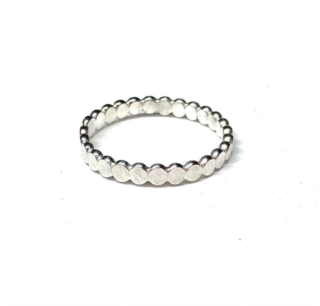 Sterling Silver Ring, Dainty Flat Bead