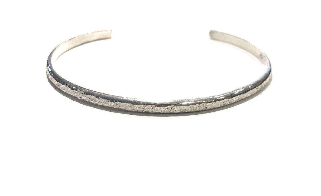 Personalized Sterling Silver Textured Cuff - 4 mm Wide