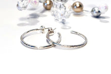 Load image into Gallery viewer, Large Textured Sterling Silver Hoop Earrings
