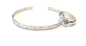 Sterling Silver Thick Hammered Cuff Bracelet - 4.4mm Wide