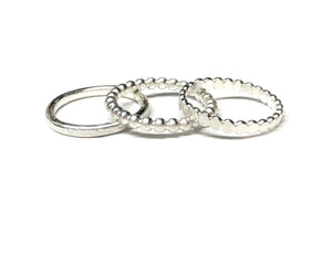 Sterling Silver Ring, Dainty Flat Bead
