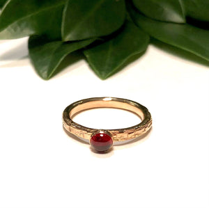 Genuine Garnet and Gold Solitaire Ring