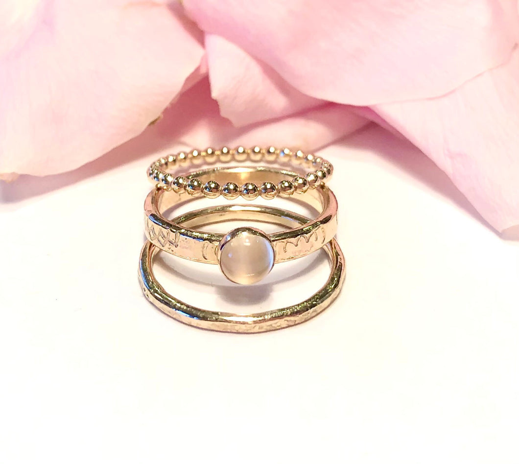 Gold Moonstone Ring Set