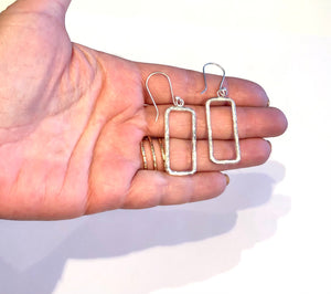 Modern Textured Sterling Silver Hanging Earrings