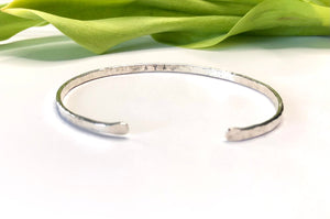 Textured and Polished Sterling Silver Cuff Bracelet - 3mm