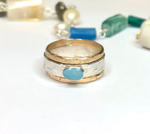 Load image into Gallery viewer, Gold and Silver Ethiopian Opal Ring Set
