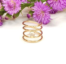 Load image into Gallery viewer, Gold Spiral Moonstone Ring
