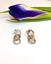 Load image into Gallery viewer, Unique Gold and Sterling Silver Hanging Stud Earrings
