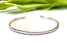 Load image into Gallery viewer, Textured and Polished Sterling Silver Cuff Bracelet - 3mm
