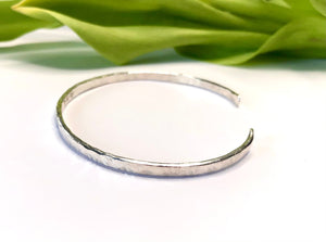 Textured and Polished Sterling Silver Cuff Bracelet - 3mm
