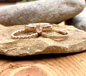 Gold and Genuine Moonstone Ring Set