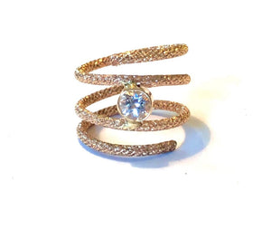 Sparkly Gold and Gemstone Spiral Ring - Pick your Gemstone
