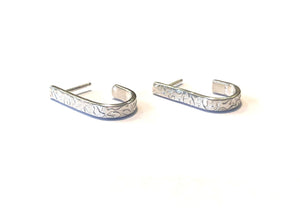 Textured Sterling Silver Open Hoop Earrings