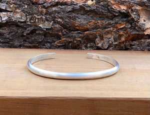 Matte Thick Solid Sterling Silver Cuff Bracelet