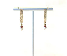Load image into Gallery viewer, Pearl Garnet and Gold Drop Earrings
