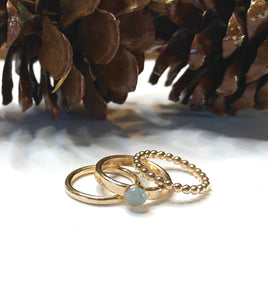 Gold Aquamarine Ring Set