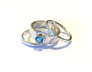 Natural Blue Topaz Ring Set