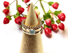 Load image into Gallery viewer, Gold Aquamarine Ring Set
