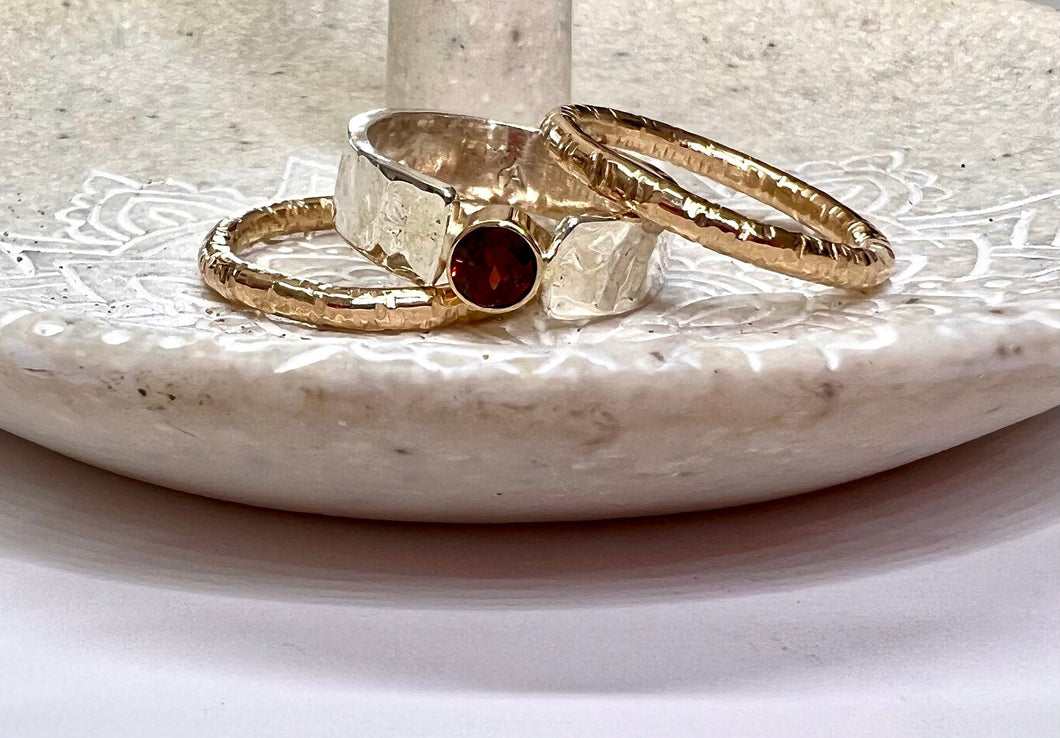 Garnet Solitaire Ring Set