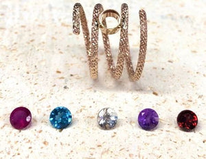 Gold and Gem Spiral Ring - Pick your Gemstone