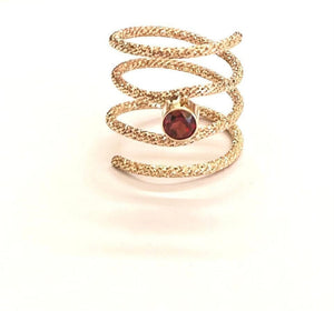 Gold and Gem Spiral Ring - Pick your Gemstone