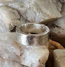 Load image into Gallery viewer, Thick Rustic Textured Solid Sterling Silver Ring - 9.25mm Wide
