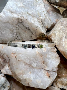Sapphire, Topaz and Peridot Sterling Silver Cuff Bracelet