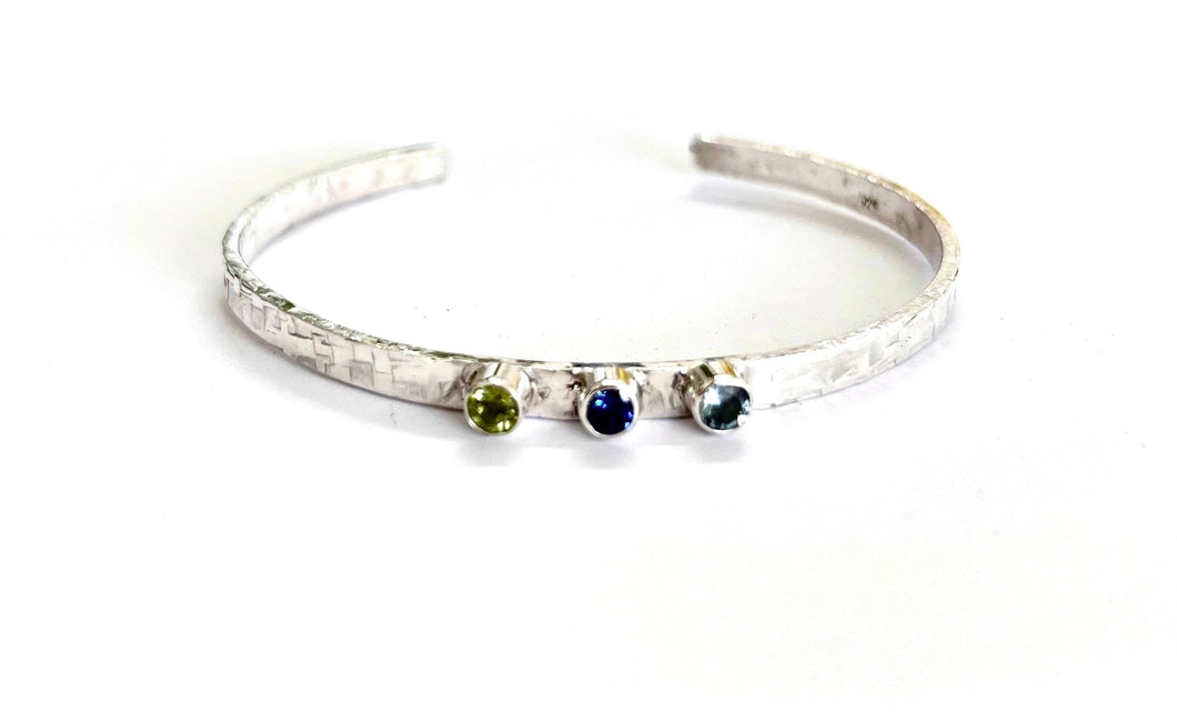 Sapphire, Topaz and Peridot Sterling Silver Cuff Bracelet