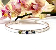 Load image into Gallery viewer, Sapphire, Topaz and Peridot Sterling Silver Cuff Bracelet
