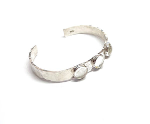 Sterling Silver Clear Quartz Cuff Bracelet
